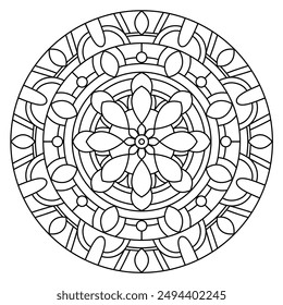 minimal mandala design with clean lines for coloring book, mandala design for adults coloring book
