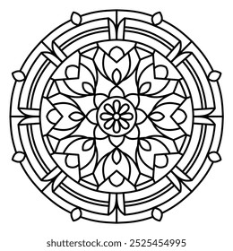 minimal mandala design with clean lines for coloring book, tattoo and henna design , mandala design for adults and kids coloring book
