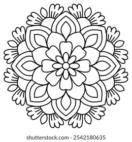 minimal mandala design for coloring book page, mandala art for henna and tattoo design
