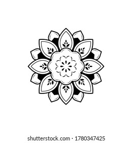 Minimal Mandala floral style, Vector mandala Oriental pattern, Hand drawn decorative element. Unique design with petal flower. Concept relax and meditation use for page logo book