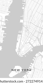 Minimale Karte von New York Center New York in den Vereinigten Staaten von New York City Manhattan Eine Farbkarte, Vektor-Outline-Version, bereit für Farbwechsel.