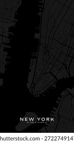 Minimale Karte von New York Center New York in den Vereinigten Staaten von New York City Manhattan Eine Farbkarte, Vektor-Outline-Version, bereit für Farbwechsel.