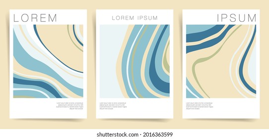 Los folletos de mármol son mínimos. Resumen de plantillas de afiches de mármol acuarela para identidad, moda o banner moderno, folleto. Fondo artístico de textura de mármol de cubierta. Afiches mínimos de color azul vector, beige.
