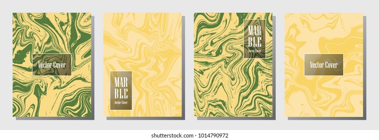 Minimal marble pattern binder cover layout, journal design template vector set. Marble background patterns set for binder design, journal, certificate layout, book cover. Modern vector graphics.