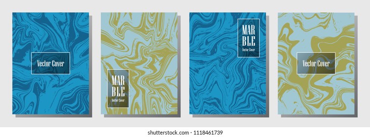 Minimal marble pattern binder cover layout, journal design template vector set. Marble backdrop for binder design, journal layout template, brochure cover. Simple vector graphic.