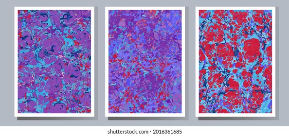 Minimal marble prints, vector cover design templates. Fluid marble stone texture interiors fashion magazine backgrounds Corporate journal patterns set of liquid oil waves. Brochure covers set.