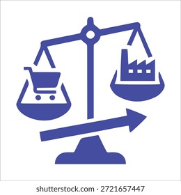 Icono de Vector de oferta y demanda de mercado mínimo aislado