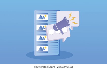 Minimal Marketing Strategies online marketing competition Business competitors attract customers.on blue background.Vector Design Illustration.