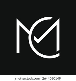 Logotipo de monograma mínimo de Mc o Cm con estilo limpio, perfecto para finanzas o marca de acciones.