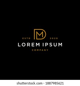 minimal MD DM M D modern elegant gold color initial based letter icon logo type.