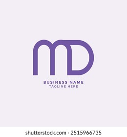 Diseño mínimo de letras MD con paleta de colores vibrantes