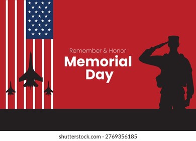 Minimal Memorial Day background with American flag elements, honoring fallen heroes with respect and patriotism