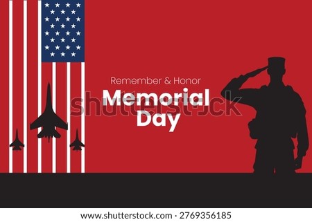Minimal Memorial Day background with American flag elements, honoring fallen heroes with respect and patriotism