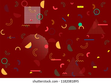 Minimal Memphis Design, Geometric Seamless Vector Cover Design. Trendy Futuristic Poster Business Background. Hipster Motion Memphis Seamless Pattern, Retro Falling Shapes. Hipster Party Background