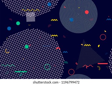 Minimal Memphis Design, Geometric Seamless Vector Cover Design. Bauhaus Elements Poster, Business Background. Vintage Retro Falling Shapes, Motion Memphis Seamless Pattern. Geometric Abstract Texture