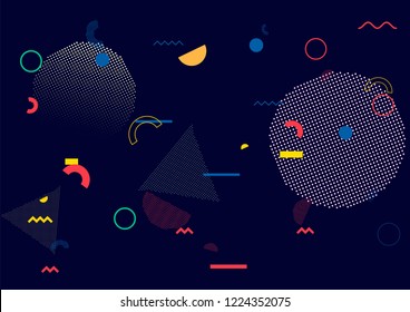 Minimal Memphis Design, Geometric Seamless Vector Cover Design. Cool Futuristic Texture Modern Flat Bauhaus. Vintage Retro Simple Shapes, Motion Memphis Seamless Texture. Abstract Party Background