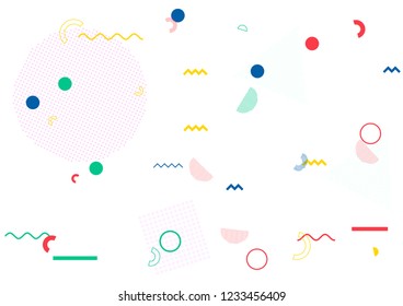 Minimal Memphis Design, Geometric Seamless Vector Cover Design. Cool Futuristic Texture Modern Flat Bauhaus. Fabric Retro Element Design Vintage Memphis Seamless Pattern. Hipster Party Background