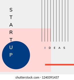 Minimal Memphis design start-up poster vector