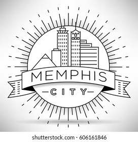 Minimal Memphis Linear City Skyline with Typographic Design