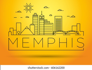 Minimal Memphis Linear City Skyline with Typographic Design