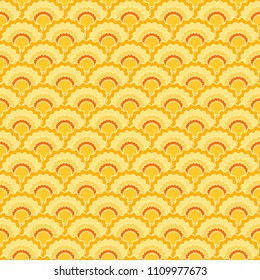 Minimal mermaid scales squama background, vector seamless fabric pattern, tiled textile print. Traditional chinese squama scales seamless arc tiles mosaic. Reptile animal skin pattern.