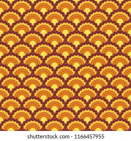 Minimal mermaid scales squama background, vector seamless fabric pattern, tiled textile print. Typical chinese squama scales seamless arc tiles structure. Reptile skin pattern.