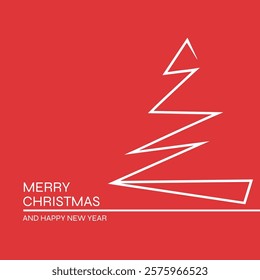 Minimal Merry Christmas Post Card with Christmas Tree