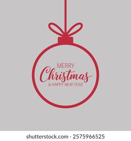 Minimal Merry Christmas Post Card with baubles
