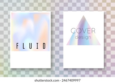 Malla mínima. Vector Antiguas. Líquido Holográfico. Efecto Cristal. Plantilla de los 90. Papel geométrico azul. Textura arcoiris. Malla mínima violeta
