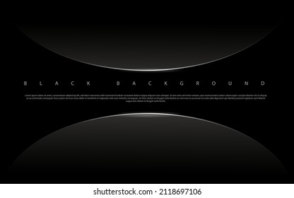 Minimal metal black premium abstract background banner with luxury dark monochrome shape geometric elements.Eps10 Vector