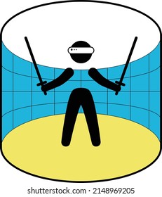 Minimal Metaverse icon Design. Person Enjoying an Experiences of Metaverse Virtual World
