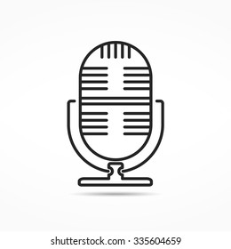 Minimal microphone line icon, vector eps10 illustration