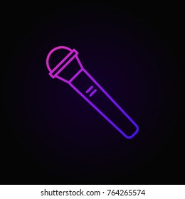 Minimal microphone vector colorful icon or design element in linear style on dark background