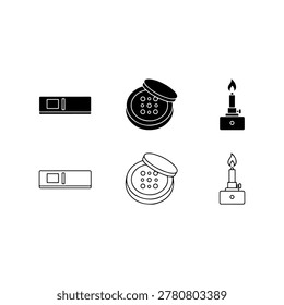 Minimal Microscope Petri Dish Lab Burner Icons