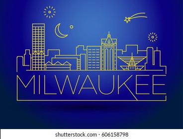 Minimal Milwaukee Linear City Skyline with Typographic Design