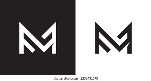 Minimal ML logo. Icon of a LM letter on a luxury background. Logo idea based on the ML monogram initials. Professional variety letter symbol and LM logo on black and white background.