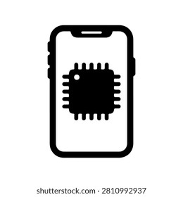 Minimal Mobile Processor Chip Vector Illustration