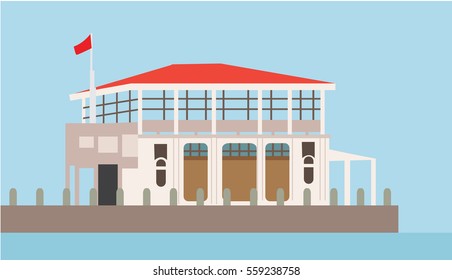 Minimal Moda Pier Building Illustration in Istanbul Turkey 