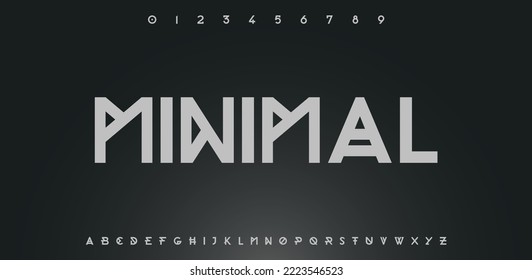 MINIMAL Modern abstract digital alphabet font. Logo creative font, type, technology, movie, digital, music, movie. Font and illustration in vector format.