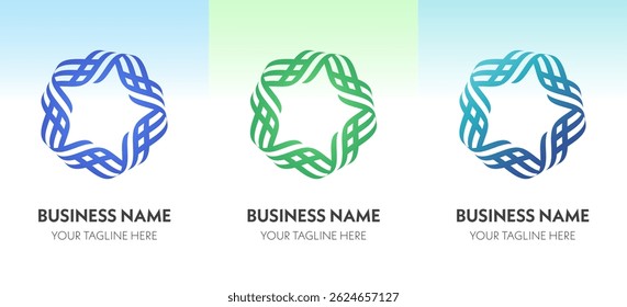 Minimal and modern abstract logo set in circular ribbon shapes, perfect for branding, corporate identity, and creative agencies.
