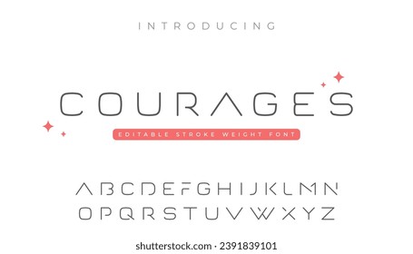 Minimal modern alphabet editable outline weight fonts