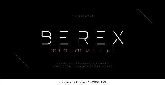 Minimal modern alphabet fonts and numbers. Abstract urban thin line font typography typeface uppercase and lowercase. vector illustration