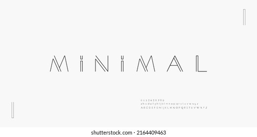 Minimal modern alphabet fonts and numbers. Abstract urban thin line font typography typeface uppercase lowercase. vector illustration