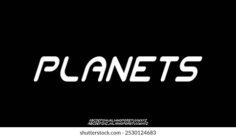 Minimal modern alphabet fonts and numbers. Abstract urban rounded line font typography typeface uppercase. vector illustration