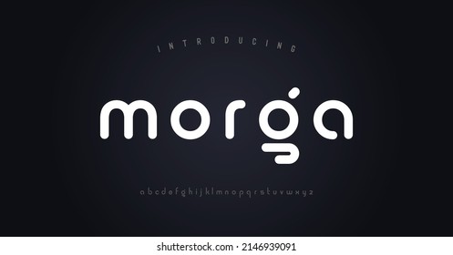 Minimal Modern Alphabet Fonts. Typography Minimalist Neon Urban Digital Fashion Future Creative Logo Font. Vector Illustration