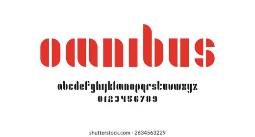 Minimal modern alphabet with lower cases and numbers. Font for logo design, brand, headline. Vector illustration.