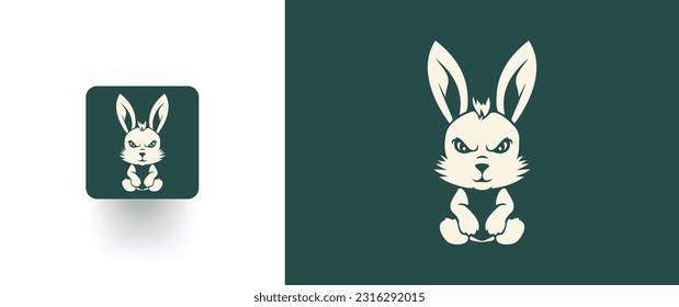 Minimal and Modern angry rabbit logo. Vector illustration.