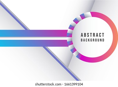 Minimal and modern background design with dominant color is white and gradient blue, orange, red and purple. Vector can be used in banner brochure backdrop information digital print 