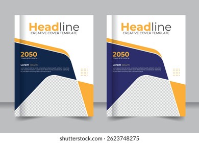 Minimal and modern business book cover, Cover design for annual report and business catalog, magazine, flyer or booklet.
