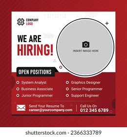 Minimal and Modern business Hiring concept template design. Recruiting announcement for deferent positions in company.